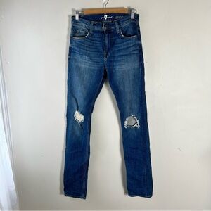 7 For All Mankind Paxtyn Skinny Jeans Ripped Distressed Denim Women’s Size 28